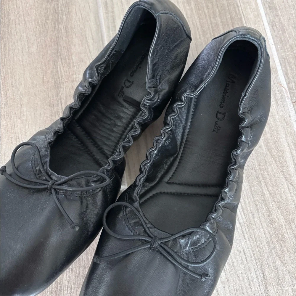 Massimo Dutti Black Leather Ballet Flats size 38 - Picture 3 of 6
